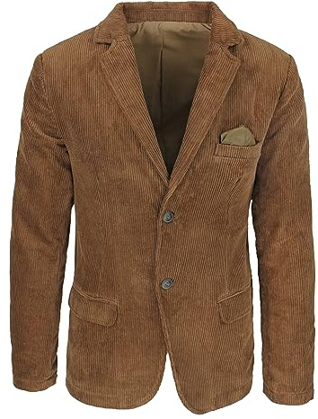 Veste Homme Couturière en Velours Slim Fit Blazer Hiver Élégant Décontracté, Marron brun brun brun, XL