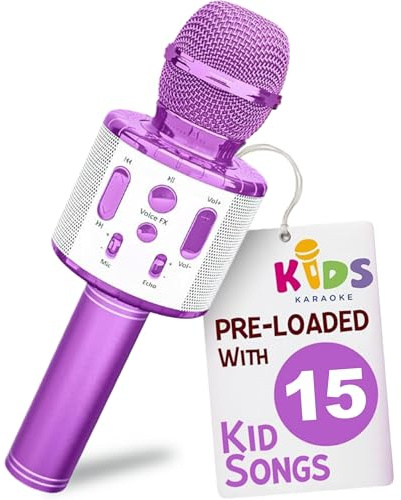 Move2Play, Karaoke-Mikrofon für Kinder, inklusive vorgeladenen Liedern und Bluetooth, Geschenk für Kindergeburtstage, Spielzeug für alle Altersgruppen 2, 3, 4, 5, 6+ Jahre, Mädchen, Jungen und