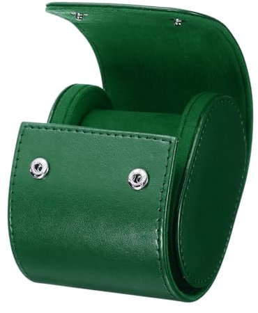 sourcing map Watch Roll Travel Case Single Slot Portable Leather Watch Cases for Men and Women, Watches Storage Organizer with Removable Pillows for Traveling, Display, Home Storage, Green