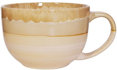 700 ml große Kaffeetasse, Suppentasse aus Keramik mit Henkel, Kaffee-/Teetasse, Müslischalen, Suppen, Ramen-/Salatschüssel, Kaffee-/Cappuccinotasse, spülmaschinenfest und ofenfest (Khaki)