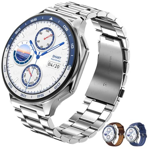 Reloj inteligente para hombre, rastreador de fitness con pantalla AMOLED, para hacer y responder llamadas, asistente de voz con IA, monitor de frecuencia cardíaca y SpO2, almacenamiento de música de 4