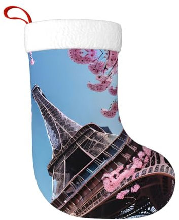 YaWea Ölgemälde Paris Eiffelturm Druck 45,7 cm groß Xmas hängende Schneemann Strümpfe für Weihnachtsbaum Dekoration Urlaub Kamin