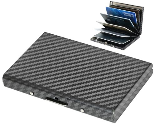 BONSYL® Kreditkartenetui, RFID Blockierung Schlankes Metall Kreditkartenetui Geldbörsen mit 6 Kartenfächer für Damen und Herren.(6 Karten/Schwarz)