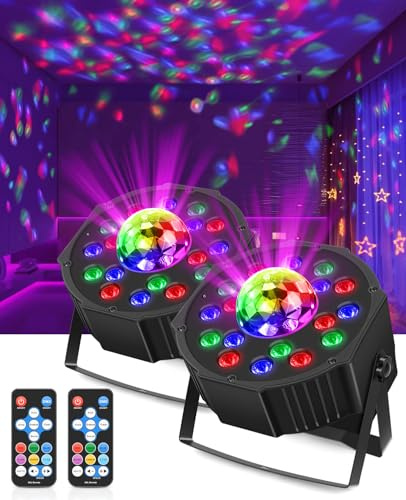 Disco Light, Stage Light,2 in 1 Stage Lamp with Disco,WRGB Stage Lighting, DJ Par Lights for Karaoke Live Streaming,Musical Stage Performance Disco Parties,Party Lights(2PCS)