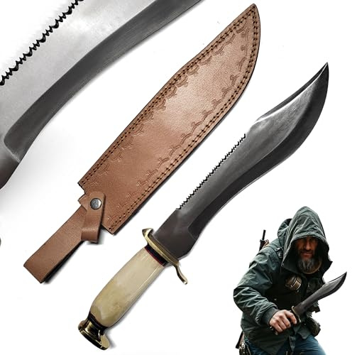 Swords and more Mick Crocodile Dundee Jagdmesser – 44,5 cm Bowie-Messer aus 440 Edelstahl – Inkl. Lederscheide – Legendäre Filmreplik für Sammler & Outdoor-Fans