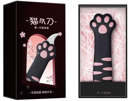 Cat Paw Box Cutter, Retractable Cat Claw Knife Cute Cat Box Cutter，2025 New Retractable Cat Claw Knife Cute Cat Box Paper Cutter (Black)