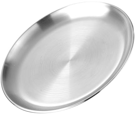 Zerodeko Vassoio Rotondo in Acciaio Inossidabile 304 per Alimenti Piatto per Antipasti Facile da Pulire Design Semplice per Feste e Ristoranti