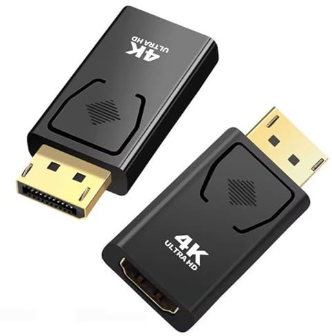 JIEYUCHU Adattatore Displayport a HDMI 4K, 2 Pezzi Adattatore Displayport Maschio a HDMI Femmina Supporto Audio 4K 1080P, per HDTV, Monitor, Proiettori, Portatili e Altri