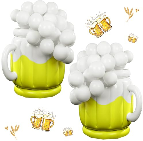 Gejoy Inflatable Oktoberfest Decorations Party Supplies Including Large Inflatable Cooler Beer Mug and 100 Pcs Balloons for Oktoberfest Decorations Beer Theme Party Supplies
