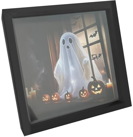 Nishiyuenyi Album Fotografico Luminoso con Bambola Fantasma, Cornice Nera, Inquietante per Camera da Letto, Soggiorno, Casa