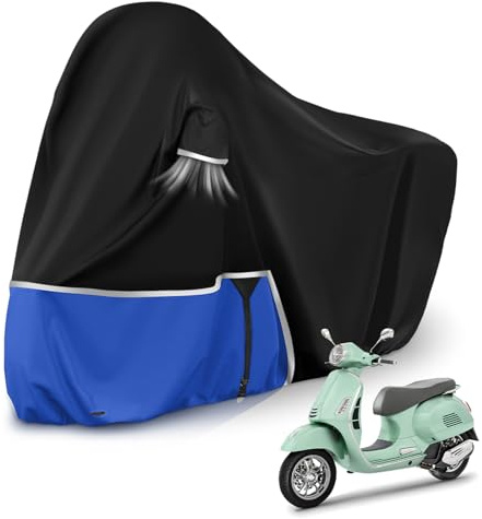 Funda para Moto para Piaggio Vespa GTV GTS GT60/125/200/250/300 | (sin Maletero), Tela Oxford 420D Funda Moto Exterior Impermeable Funda Vespa 200 Vespa 125, Negro y Azul