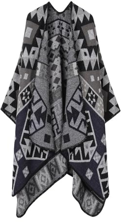 Generico Scialle Donna Invernale Caldo, Poncho da Donna Invernale Termica Mantella Scialle Plaid Caldo Lavorato Capes Grande Wrap Coperta Coperta Elegante Scialle Cappotto per Casa E Inverno