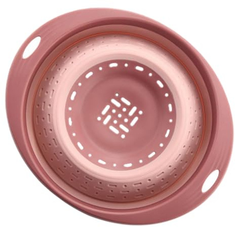 AUTSUPPL Cesta De Drenaje Telescópica Plegable De Plástico, Tamaño Ajustable, Color Rosa, Multifuncional Para Lavar Frutas y Verduras Cocina, Fácil De Almacenar y Ahorrar Espacio
