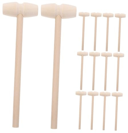 TOBBOMEY 30pcs Mini Wooden Mallet Hammer Solid Wood Hardwood Hammer for Cracking Chocolate DIY Crafts Cake Party Plaything Portable Sensory Learning Tool