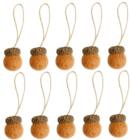 10 Adornos de Bellota de Fieltro, Guirnalda de Bellota de Fieltro de Lana Colgante para Adornos de árbol de otoño, decoración de Pompones de Bola con Cuerda para árbol de Navidad de Acción de Gracias