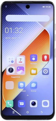 Plyisty Smartphone, 6,54 Tums HD-skärm 4 GB RAM 32 GB ROM Dual SIM-kortplats, med 2 MP Främre 5 MP Bakre Kamera med Ansiktsfingeravtrycksupplåsning, för 10.0 System (SILVER)