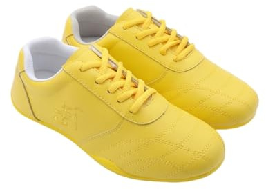 SXTYYH Läder Taekwondoskor for Tai Chi Och Yoga, Flexibla Kung Fu Skor for Kvinnor Och Män Professionella Träningsskor for Karate Och Kampsport(Yellow,36 EU)