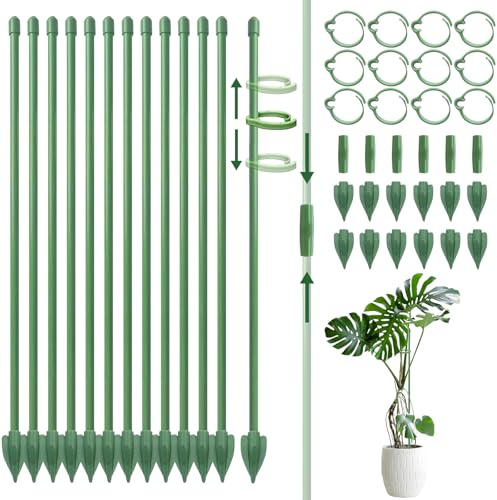 Gigmeta Lot de 12 Tuteurs pour Plantes, Tuteur réglable en Hauteur 33/66/99 cm, Support pour Plantes d'intérieur et d'extérieur