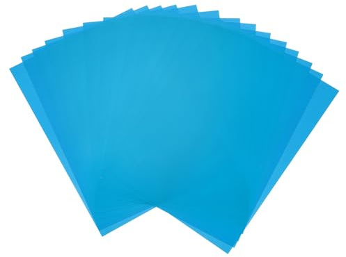 QUARKZMAN 14 st. färgglada plastplåtar, A4 transparent film bärnstensfärgat filter färgkorrigering vattentät gel 11,7 x 8,3 tum ark för gör-det-själv hantverk, LED-belysning (Blå)