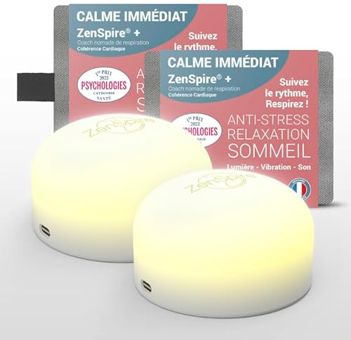 Zenspire+ Appareil Anti Stress | Relaxation & Meditation pour Dormir Adulte - Aide à l’Endormissement, Sommeil & Bien Etre | 3 Fonctions - Lumière Zen, Vibration, Son