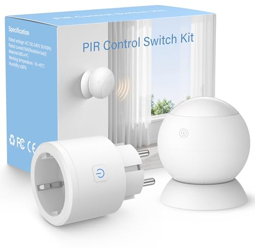 Prise de courant avec détecteur de mouvement - Interrupteur marche/arrêt automatique pour lampes, ventilateurs et appareils - Pas de câble - Plug & Play - Pour salle de bain, couloir, garage et cave