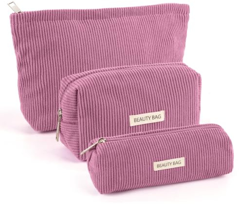 Kosmetiktasche Damen 3 Stück Kulturtasche Damen mit Reißverschluss, Kosmetiktasche Klein für Reisen, Make Up Organizer für Frauen (Groß Mittel Klein, Lila)