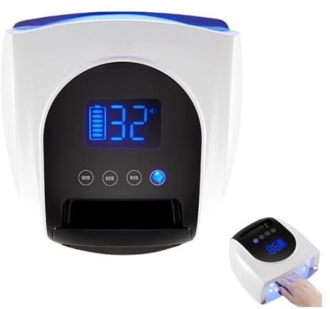 Lampada Per Unghie Led Uv Cordless 96w, Asciugatore Per Unghie Ricaricabile Con 42 Perle Led, Batteria Da 19200 Mah, 4 Impostazioni Del Timer E Display Lcd, Base Rimovibile Con Sensore Automatico Per