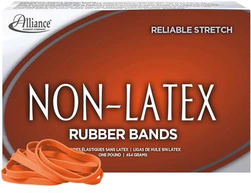 Alliance Rubber 37646#64 Non-Latex Rubber Bands, 1 lb Box Contains Approx. 380 Bands (3 1/2 x 1/4, Orange)
