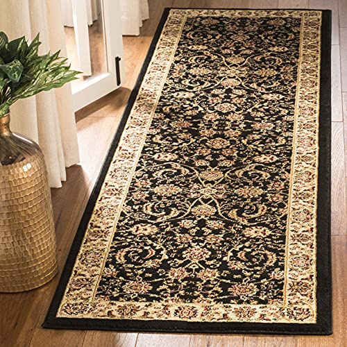 SAFAVIEH Lyndhurst Collection Runner Rug - 2'3 x 8', Black & Ivory, Traditional Oriental Design, Non-Shedding & Easy Care, Ideal for High Traffic Areas in Living Room, Bedroom (LNH219A)