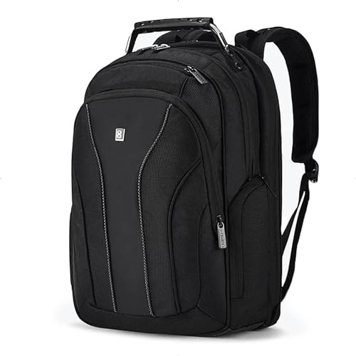 LEVEL8 Atlas laptopryggsäck, kabinväskor hållbar business handbagage ryggsäck 31 L vattentålig reseryggsäck datorväska för arbete passar 15,6 tum bärbar dator och notebook - svart