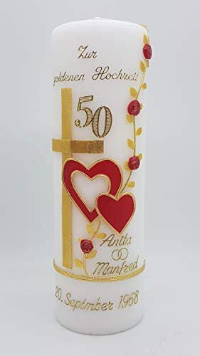 Kerze goldene Hochzeit mit Namen & Datum GH-26