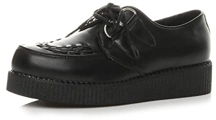 AJVANI Herr platt kil plattform snörning gotisk punk rockabilly bordell creepers skor stövlar storlek., Mattsvart, 44.5 EU