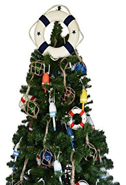 Handarbeit Modell Schiffe Neue blau LIFERING 15-xmass weiß LIFERING mit Blau Bands Christbaumspitze Dekoration