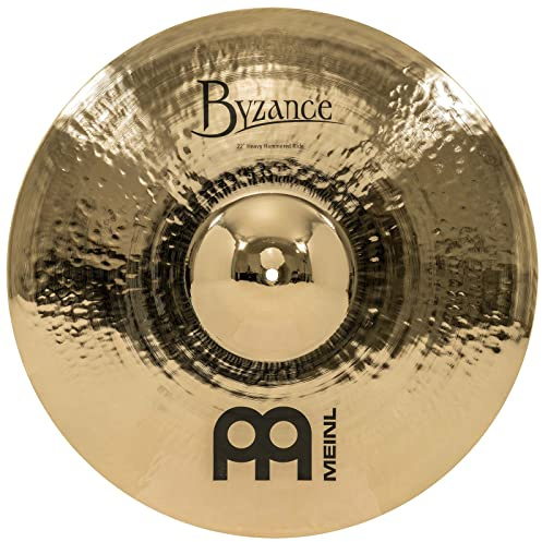 Meinl Cymbals Byzance Brilliant Plato Heavy Hammered Ride de 22 pulgadas (55,88cm) Platillos de Batería - Bronce B20, Acabado Brillante (B22HHR-B)