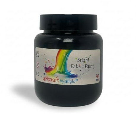 artcraft by anglo Black Fabric Paint 100ml - Permanent Fabric Paint for Clothes, T-shirts, Jeans, Bags & Canvas Shoes - Washable Paint for Textiles, Art Supplies & Craft Projects