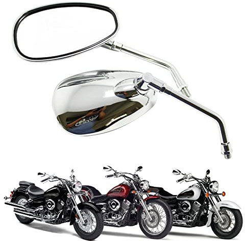 DREAMIZER Chrome Motorcycle Handlebar Mirrors Rearview Side Mirrors for Scooter Street Bike Cruiser Chopper Sport Bike ATV