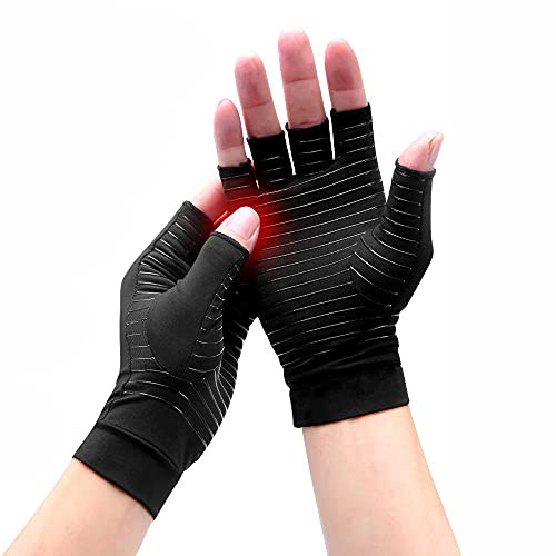 Hotcakes Copper Compression Gloves Therapy - Copper Infused Arthritis Gloves For Women And Men Offer Hand Support For Carpal Tunnel, Raynauds and Provide Arthritis Pain Relief For Hand (M)