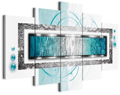 B&D XXL - Akustikbild Perlen blau weiß, Schallschutz, Wohnzimmer, Büro | Verbessert Raumakustik, reduziert Hall, ideal fürs Büro oder Wohnzimmer, hochwertige Verarbeitung, schnelle Montage, stilvoll
