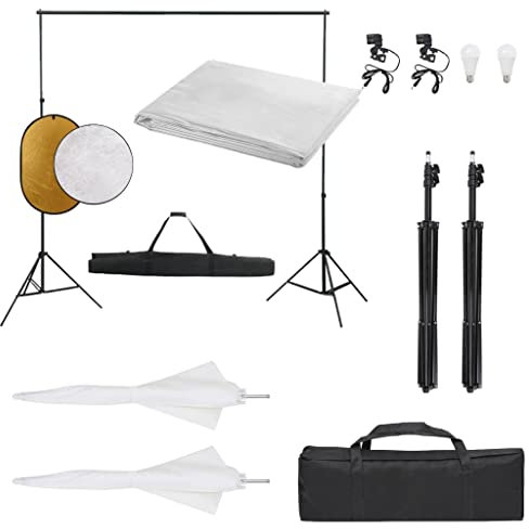 vidaXL Fotostudio-Set mit Beleuchtung, Hintergrund und Reflektor, Studio-Kit, Tageslicht-Lampe, Studio-Beleuchtung-Set, Studio-Licht, Fotografie-Licht