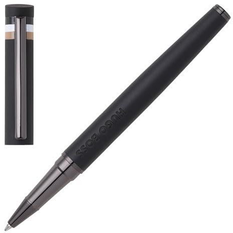 Hugo Boss Tintenroller Loop Iconic aus Messing hergestellt, Farbe: Schwarz/Dunkelgrün, Abmessungen: 11.6 x 146 mm, HSG3525A