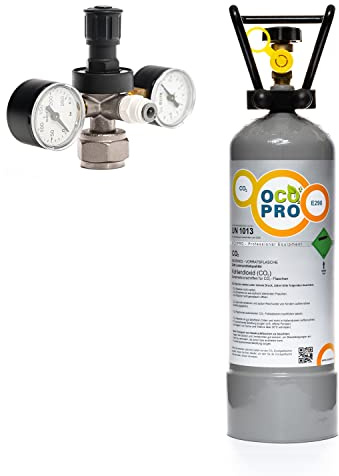 Umrüstset für QUOOKER CUBE auf 2kg CO2-Flasche. Inklusive befüllter 2kg CO2-Flasche mit Lebensmittel CO2 (E290) (2. Generation)