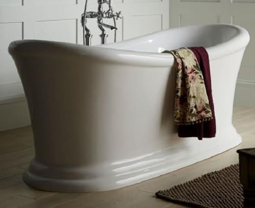 Casa Padrino Luxus Jugendstil Acryl Badewanne Weiß 164 x 70,5 x H. 71 cm - Gebogene freistehende Retro Antik Badewanne - Barock & Jugendstil Badezimmer Möbel