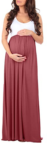 Vuncio Umstandskleid Damen Sommer ärmellos Rundhals Patchwork Umstandsmode Schwanger Freizeit Langer Kleid Elegante Fotografie Nachtkleid Hochzeit Maxi Kleid
