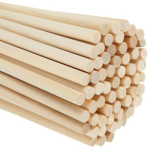 SHUESS 100 Pcs 300 x 8mm Wooden Dowels - Unfinished Natural Wooden Sticks - Wood Dowel Rods for DIY Craft and Art Work - Wood Sticks for Craft (11.81 x 0.31 inch)