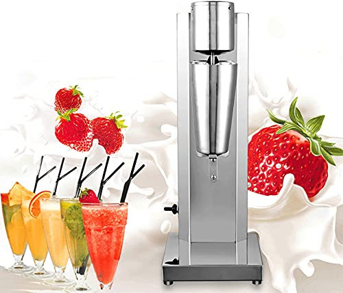 Milchshake Mixer, 180W 650ml Elektrisch Edelstahl Drink Mixer Milchshaker Standmixer für Smoothies, Cocktails, Milchshake,18 x 18 x 53cm (Silber)
