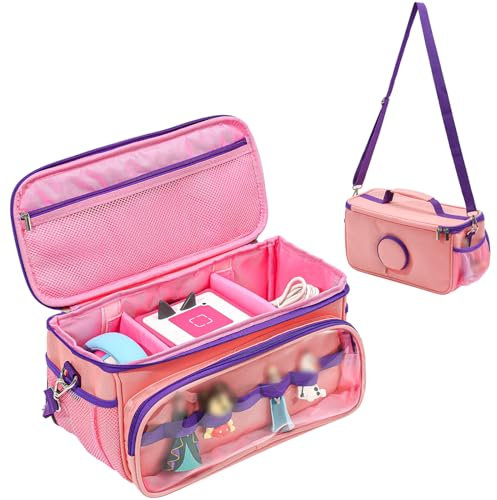 Hautton Tragetasche für Toniebox & Tigerbox,Aufbewahrungtasche für Musikbox, Tonies Figuren, Kopfhörer, Ladegerät mit Schultergurt für Reisen -Rosa