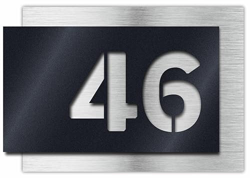 Premium Hausnummer | Wetterfest Rostfrei | Individuell anpassbar | Aluverbund silber gebürstet und Acrylglas | 3D Effekt | Wetterfest | Art.Nr. H1001 (Anthrazit Matt)