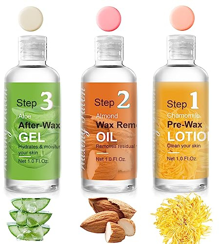 Demine Professional hudvårdskit före och efter vaxning - rengöring, oljeborttagning, uppfriskande Aloe Vera-gel för att lugna huden - hemmabruk för kvinnor