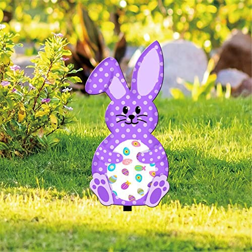 Acryl Gartenstecker Gartendeko Osterhase Stecker Ostern Acryl Ostern Kaninchen Statue Ornament Frühling Ostern Deko Gartendeko Figuren Osterdeko Gartenfigur für Rasen Garten Hinterhöfe (B, One Size)