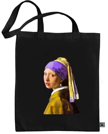 rainUP Tasche mit klassischen Kunstfarben, 100 % Bio-Baumwolle, Fairtrade, exklusives und langlebiges Design, ideal für Einkaufen und den täglichen Gebrauch, Jugend von La Perla - Vermeer, 38 x 42 cm